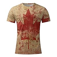 July 1st Patriotic Canada Day Women's Novelty T-Shirts Canadian Maple Leaf Flag Printed Short Sleeve Graphic Tees