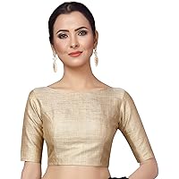 Women's Party Wear Readymade Indian Style Padded Blouse for Saree Crop Top Choli (42-XXL, CREAM)