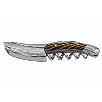 Laguiole En Aubrac Sommelier Waiter's Corkscrew, Samba Wood With Yellow Veins Handle, Wine Opener With Foil Cutter & Bottle Opener, Stainless Steel Shiny Bolsters