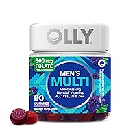 Men's Multivitamin Gummy, Overall Health and Immune Support, Vitamins A, C, D, E, B, Lycopene, Zinc, Adult Chewable Vitamin, Blackberry, 45 Day Supply - 90 Count