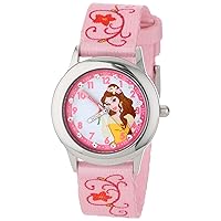 Disney Kids' W001039 Belle Glitz Stainless Steel Printed Strap Watch