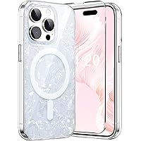 Compatible with iPhone 15 Pro MagSafe Case Opal Pearly for Women Girls, Bling Glitter Iridescrent iPhone 15 Pro Magnetic Cover [1 Screen Protector] [10ft Drop Protection](White Opal)