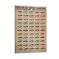 Ofjkls Nascar Cup Series Champions Car Racing Poster, Car Racing Vintage Print Poster Canvas Wall Art Prints for Wall Decor Room Decor Bedroom Decor Gifts Posters 16x24inch(40x60cm) Frame-style