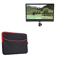 BoxWave Case Compatible with Came-TV 4K-C13 - SoftSuit with Pocket, Soft Pouch Neoprene Cover Sleeve Zipper Pocket for Came-TV 4K-C13, Came-TV 4K-C13 | CAME-MT06 - Jet Black with Red Trim