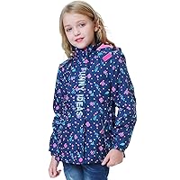 Girls Boys Rain Jacket with Hooded Waterproof Windbreaker Raincoat Winter Warm Fleece Jackets for Kids