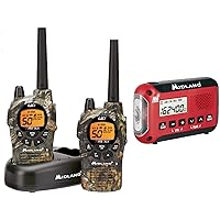 Midland - ER10VP Weather Radio with Flashlight & Emergency Alert with GXT1050VP4 Handheld GMRS 50 Channel Two Way Radio - Long Range Walkie Talkies (Camo 2-Pack)