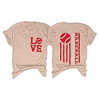 Womens Tops Crewneck Short Sleeve Baseball Graphic Clothes Lightweight Casual Dressy Basic T Shirts Loose Fit