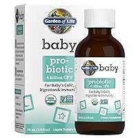 Garden of Life Baby Probiotics, 4 Billion CFU Organic Liquid Probiotic, Daily Infant Probiotics for Baby's Colic, Digestion, Immunity, Infants, Babies & Toddlers, 56 mL (1.9 fl oz) Probiotic Drops