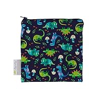 Itzy Ritzy Reusable Snack Bag – 7” x 7” BPA-Free Snack Bag is Food Safe, Washable and Ideal for Storing Snacks, Pacifiers, Electronics and Makeup in a Diaper Bag, Purse or Travel Bag, Blue Dinosaur
