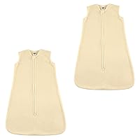 Hudson Baby Unisex Baby Plush Sleeping Bag, Sack, Blanket Bundle, Cream Microfleece 2-Pack, 6-12 Months
