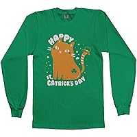 Threadrock Men's Happy St Catrick's Day St Patrick's Cat Long Sleeve T-Shirt