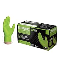 GLOVEWORKS HD Green Nitrile Industrial Disposable Gloves, 8 Mil, Latex-Free, Raised Diamond Texture, Medium, Box of 100