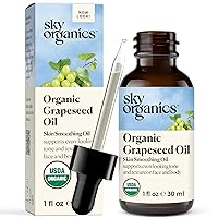 Sky Organics Organic Grapeseed Oil, Skin Smoothing Oil To Support Healthy and Even-Looking Skin Tone and Texture on Face and Body, Suitable for All Skin Types, 100% Pure & Cold-Pressed, 1 fl. Oz