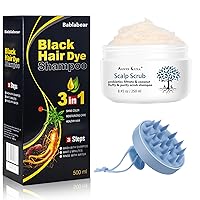 Black Hair Color Shampoo and Scalp Scrub Virtual Bundle with Extra Hair Wash Brush.