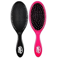 Wet Brush Original Detangler Hair Brush - Pink and Black (Pack of 2) - Exclusive Ultra-soft IntelliFlex Bristles - Glide Through Tangles With Ease For All Hair Types - For Women, Men, Wet And Dry Hair