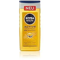 NIVEA MEN Active Energy Shower Gel (250ml), Refreshing Shower Gel with Natural Caffeine, Revitalising Shower for Body, Face and Hair