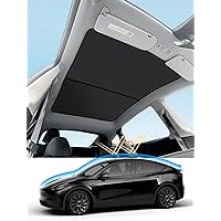 Tesla Model 3 Model Y Roof Sunshade for Tesla Model 3 Model Y Accessories 2024-2020 Visor Sunroof Sun Shade UV Reflector 2PCS Reflective Covers Block Harmful UV Rays Glare (Ice Black, Model Y)