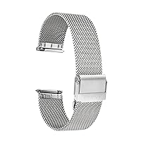BERNY Stainless Steel Mesh Watch Band for Mens Women Quick Release Adjustable Watch Straps Thin Metal Bracelet with Safty Clasp 18mm 20mm 22mm, Silver/Black/Rose Gold