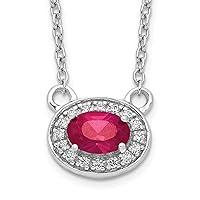 14k White Gold Diamond & Ruby Necklace