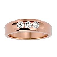 Certified 3 Stone Wedding Ring in 18K White/Yellow/Rose Gold with 3 pcs Round Cut Natural Diamond Anniversary Ring for Women, Girl & Ladies | Bridal Ring for Her (0.52 Ct, IJ-SI)