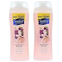 Suave Naturals and Seasonals Body Wash 18 Oz Family Size Bottle (Sweet Pea Violet)