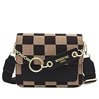 Small Crossbody Bag for Women, Checkerboard Shoulder Bag, Vintage Chain Satchel, Retro Hobo Purse