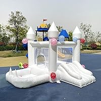 Inflatable Bounce House,Kids Bounce Area Jumping Castle with Slide Ball Pool,6ft x8ft, 440W Gray UL Blower, Family Backyard Bouncing Castle Kids Creative（Bed Hopping only）
