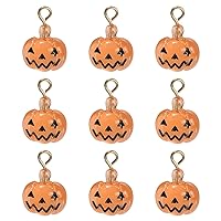 LiQunSweet 10 Pcs Halloween Jack-O'-Lantern Pumpkin Charms for Keychain DIY Jewelry Making Earrings Bracelet Necklace Pendant Craft