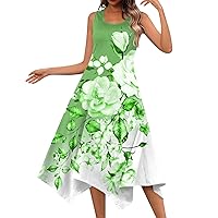 Sleeveless Floral Dresses for Women, Summer Trendy Elegant Party Midi Dress, Flowy Beach Strap Casual Sun Dresses