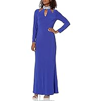 Marina Women's Jersey Gown with Embellished Cutout Neckline