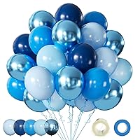 Blue Balloon Metallic Blue Balloons, 60Pcs 12Inch Chrome Blue Balloons Macaron Baby Blue Balloons Pearl Blue Balloons Navy Blue Latex Balloons for Birthday Wedding Baby Shower Party Decoration
