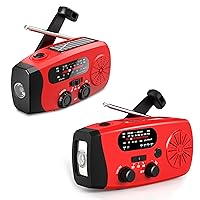 2023 Newest 2000mAh Hand Crank Radio and 4000mAh Emergency Crank Radio with LED Flashlight USB Charged Solar Power for Home and Outdoor Emergencies