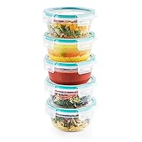 Snapware Total Solution 10-Pc Plastic Food Storage Containers Set, 3.8-Cup Round Meal Prep Container, Non-Toxic, BPA-Free Lids with 4 Locking Tabs, Microwave, Dishwasher, and Freezer Safe