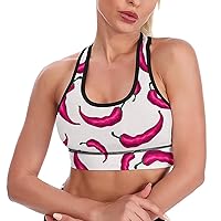 Red Chili Hot Pepper Fashion Sports Bras for Women Yoga Vest Underwear Crop Tops with Removable Pads Workout