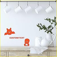 Personalized Cute Halloween Decal with Cartoon Bat and Baby Ghost - Customize Color Sticker of Your Text and Halloween Silhouette - Halloween Sticker for Kids 22x27 inches inches