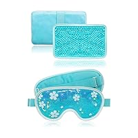 ZNÖCUETÖD Bundle of Gel Ice Packs for Kids Adults Injuries,Pain Relief,First Aid and Ice Eye Mask Gel Cooling Eye Mask Reusable Cold Eye Mask for Puffy Eyes