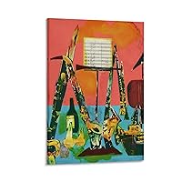 Gzgredy Romare Bearden's Score Five Collage Abstract Art Painting Poste Canvas Poster Wall Art Decor Print Picture Paintings for Living Room Bedroom Decoration Frame-style 12x18inch(30x45cm)