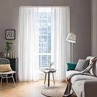 2 Panels Solid Color White Sheer Window Curtains Elegant Window Voile Panels/Drapes/Treatment for Bedroom Living Room (54X108 Inches White)
