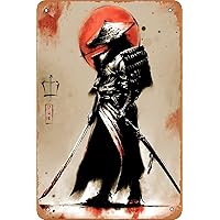 Japanese Samurai Warrior Poster Retro Metal Sign Vintage Tin Sign for Martial Arts Gym Office Home Wall Decor Art Sign Gift 12 X 8 inch