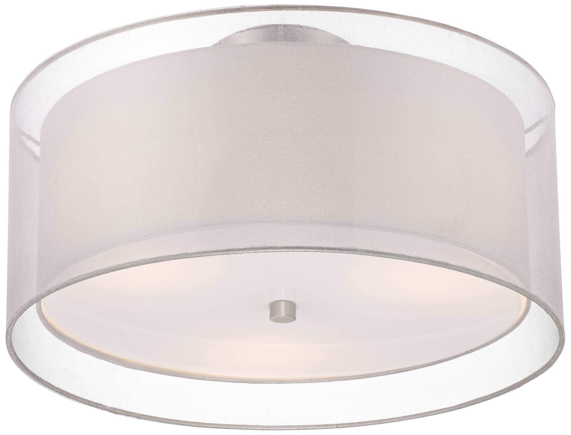 Possini Euro Design Modern Close to Ceiling Light Flush Mount Fixture Polished Nickel 18