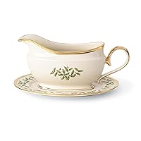 Lenox Holiday Sauce Boat & Stand,Ivory