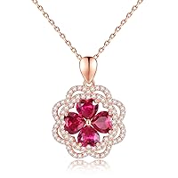 Classical Flower Pendant Necklace with Ruby Gemstone Pendant