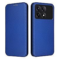 Luxury Carbon Fiber PU+TPU Hybrid Case Full Protection Shockproof Flip Case Cover Compatible with Redmi K70E 5G Case (Blue)