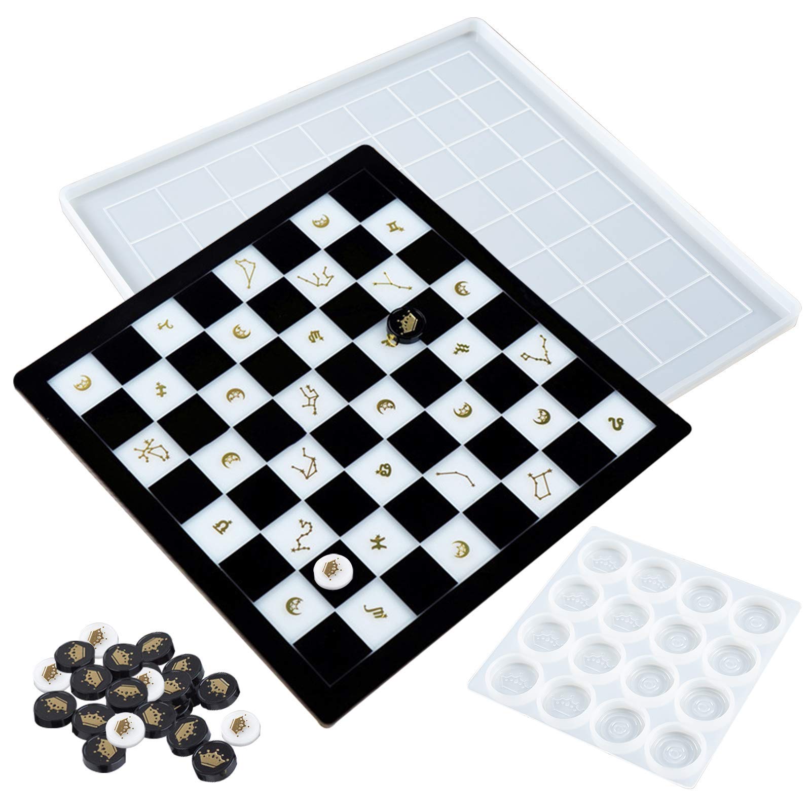 Checkerboard Game Epoxy Resin Silicone Trays Chess Pieces Jewelry Casting Supplies 2-in-Set