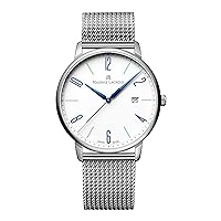Maurice Lacroix EL1118-SS00E-120-C Men's White Eliros Date Quartz Mesh Watch, Bracelet