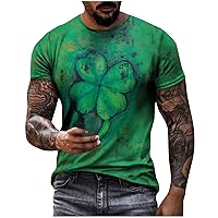 Men's Shamrock Graphic Tee Tops Funny Saint Patrick's Day Print Shirts Stylish Short Sleeve Graphic T-Shirts Top