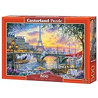 CASTORLAND 500 Piece Jigsaw Puzzle, Tea Time in Paris, France, Colorful Eiffel Tower and Café Puzzle, Paris, Art Puzzle, Adult Puzzles, Castorland B-53018
