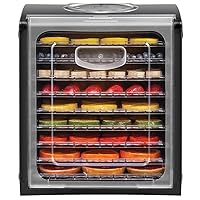 Chefman 9-Tray Food Dehydrator Machine Professional Electric Multi-Tier Food Preserver, Dried Meat or Beef Jerky Maker, Fruit & Vegetable Dryer with 9 Slide Out Trays & Transparent Door, Black