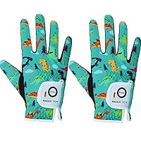 FINGER TEN Kids Golf Gloves Boys Girls Left Right Hand Breathable Value 2 Pack Gift Set for Junior Youth Toddler White Black Green
