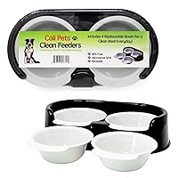 Cali Pets Clean Feeder Pet Bowls with Stand | Interchangeable Large Dog Food Bowls or Cat Feeder Bowl Set | BPA Free Plastic Pet Feeding Station